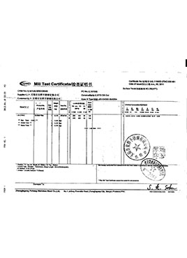 Informe calificado de acero inoxidable